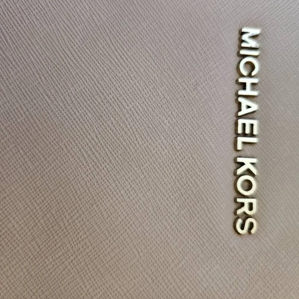 Michael Kors Jet Set Travel saffiano leather tote, powdered blush.